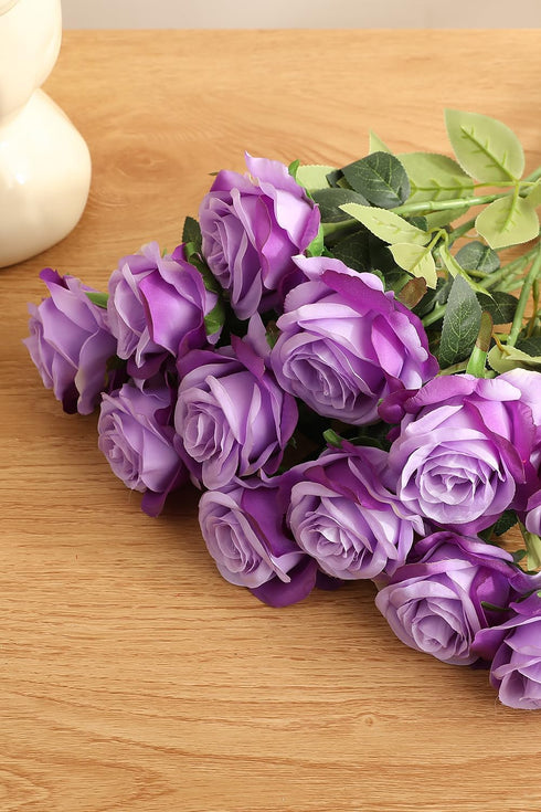 Luyue 10PCS Artificial Roses with Stems, Realistic Long Stem Faux Flower Bouquet for Home Decor