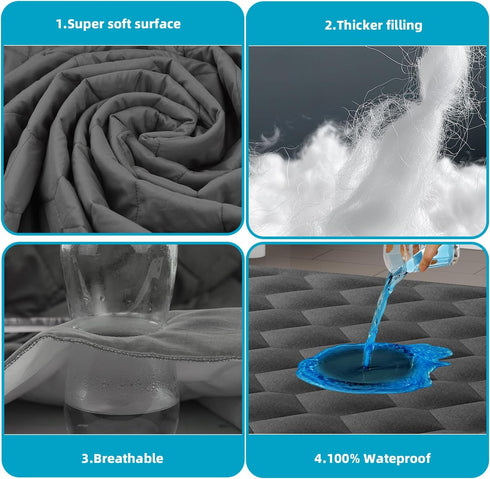Queen Mattress Protector, Waterproof Noiseless Pad with Deep Pocket for 8-21 inches Mattress, Soft & Breathable Cover