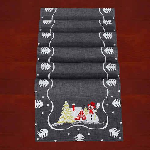 Simhomsen Set of 6 Decorative Dark Gray Snowman Table Place Mats for Christmas Holidays (12 × 18 Inch)