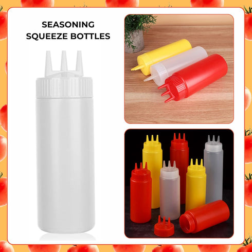 3 (24oz, beyonday Seasoning Squeeze Bottles, Hole Ketchup Mustard Dressing Squeeze Squirt Bottles, Salad Sauce
