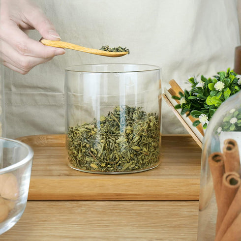 18 Oz Glass Jar with Lid, Clear Thickened Storage Container with Sealed Bamboo Lid for Coffee, Sugar, Spices