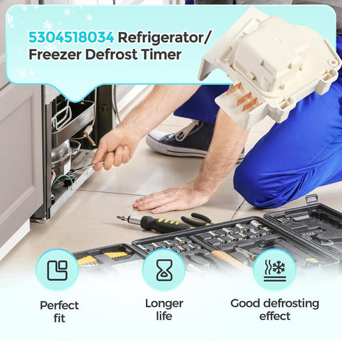OEM 5304518034 Refrigerator/Freezer Defrost Timer Replacement for Frigidaire Kenmore Whirlpool Crosley, Part 297318010
