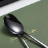 Kyraton 6-Piece 8" Stainless Steel Table Spoon Set, Titanium Black Plating, Gold Soup & Dessert Spoons