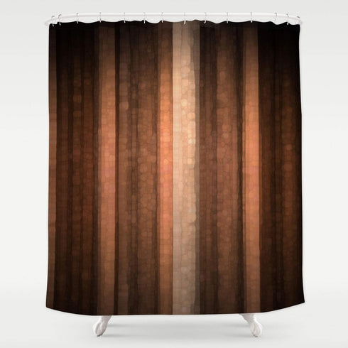 Gibelle Brown Striped Shower Curtain - Orange Copper and Pale Peach Abstract Vintage Ombre Design, 72x72