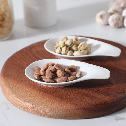 ONTUBE Ceramic Spoon Rests Set of 4, Porcelain Sauce Dish for Cooking Spoons, 6.5 Inch (White)