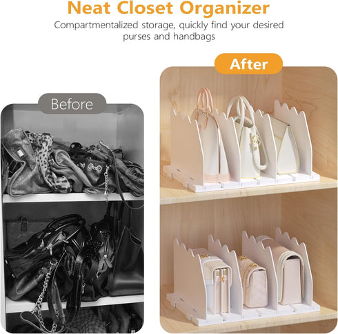 Ronlap Purse Storage Organizer for Closet, Adjustable Shelf Dividers Rack for Handbag Separators, Closet Organization,