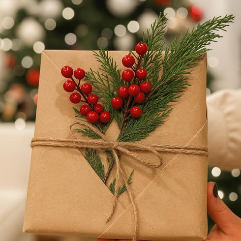 Norme 40 Pcs Christmas Floral Picks Christmas Greenery for DIY Gift Wrapping