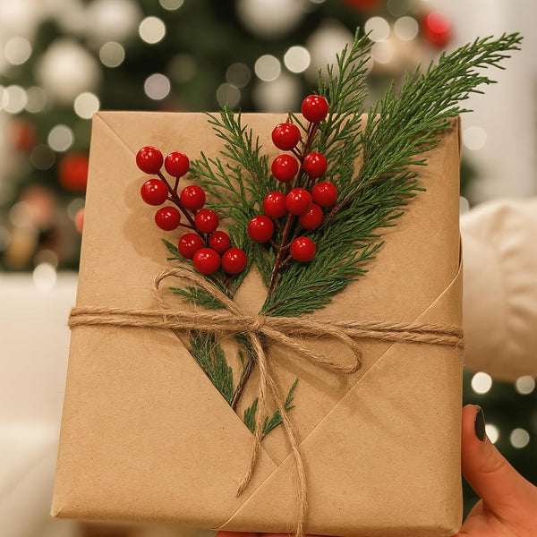 Norme 40 Pcs Christmas Floral Picks Christmas Greenery for DIY Gift Wrapping