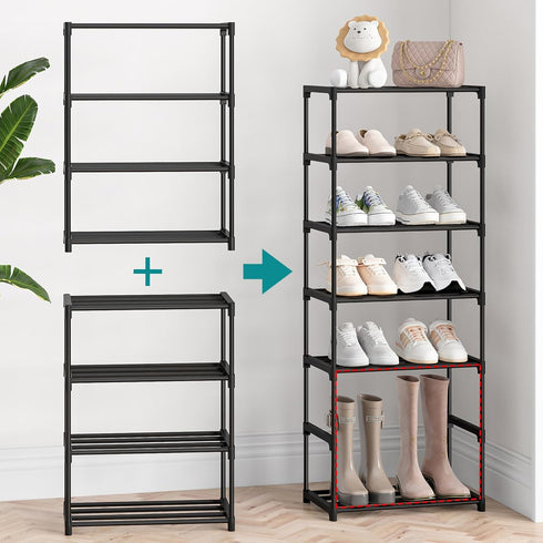 4 (16.3" Closet Autonomier Tier Extra Small Shoe Rack Wide), Narrow Stackable Shoe Shelf for Kids Toddler Adult