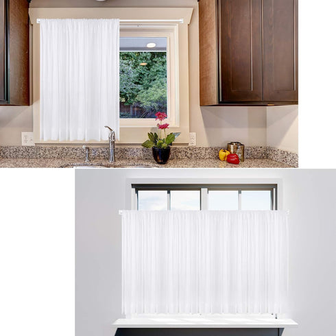 Jetec 4 Pieces Extendable Curtain Rod - Adjustable Plastic Bars with 10 Self Adhesive Hooks for Home Supply