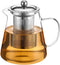 34OZ Glass Teapot with Infuser, 18/8 Stainless Steel, Clear Small Tea Kettle for Loose Leaf Tea Maker, Camping, Travel