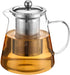 34OZ Glass Teapot with Infuser, 18/8 Stainless Steel, Clear Small Tea Kettle for Loose Leaf Tea Maker, Camping, Travel