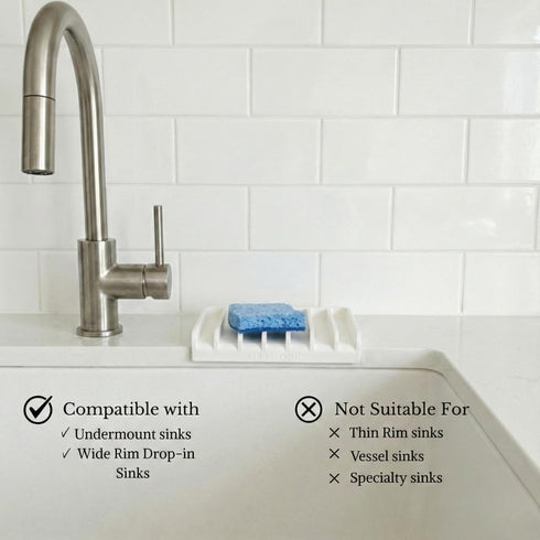Counter Effilogic Silicone Sponge Holder Self-Draining Kitchen Sink Organizer, Quick Dry Mat and Protector Dishwashing