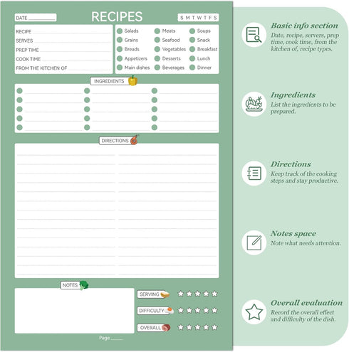 Recipe Book to Write in Your Own Recipes, Sprial Personal Blank Recipe Book, ALLTREE Blank Recipe Notebook with 15 Tabs for Family Cooking Lover, 120 Pages Recipe Organizer, Pink(5.5"x8.5")