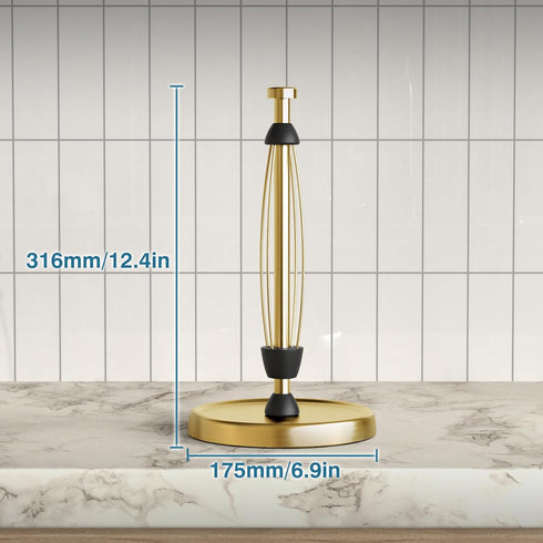 Countertop, Paper Towel Holder Gold Kitchen Accessories Decor, Stainless Steel, Weighted Base, Gold, Paper Towel Roll