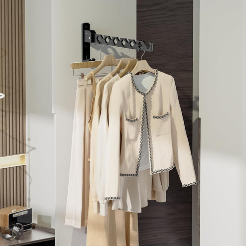 Wall Mounted Clothes Drying Rack, Foldable Laundry Hanger Hook for Bathroom, Indoor Clothes Rack