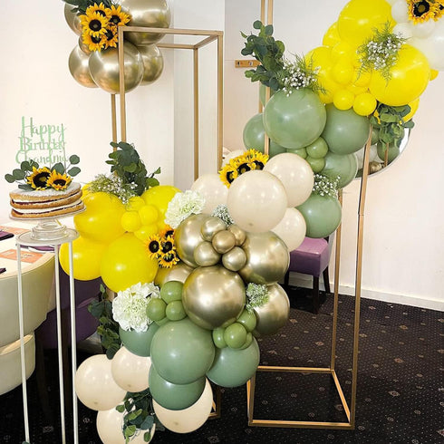 Sage Green Gold Confetti Balloons, 50 pcs Olive Green Blush Gold Metallic Latex Balloons for Party Decorations