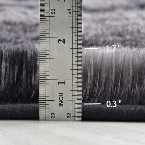 Hutha 6x9 Large Area Rugs for Living Room, Super Soft Fluffy Modern Bedroom Rug, Tie-Dyed Dark Grey Indoor Shag Fuzzy