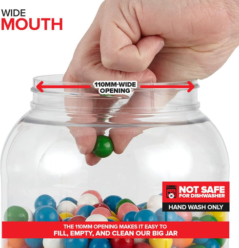 Stock Your Home 1 Gallon Clear Plastic Jars with Lids (2 Pack), 128 oz Wide Mouth Large Container for Candy, Cookies,