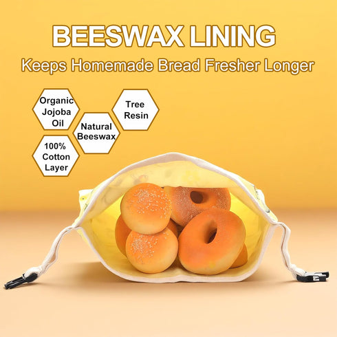 Cnkaite 2 Pack 17"13" Reusable Beeswax Bread Bags for Homemade Sourdough Bread, XL Cotton Beeswax Bags Keep Bread Fresh