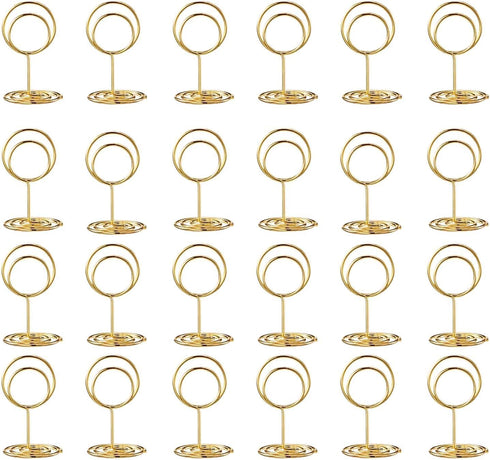 24 Pcs Premium Mini Table Number Holders and Place Cards with Gold Foil Border for Wedding, Party, Birthday