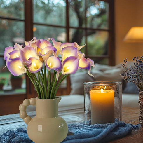 20pcs Lighted Artificial Calla Lily Bouquet Faux Floarl Night Light Real Touch Flower Night Light LED Calla Lily