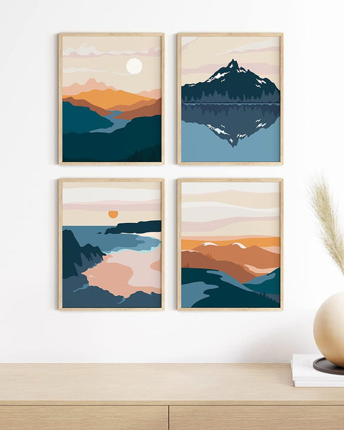 HAUS AND HUES Nature Wall Art Prints - Mid-Century Modern Landscape Mountain Decor