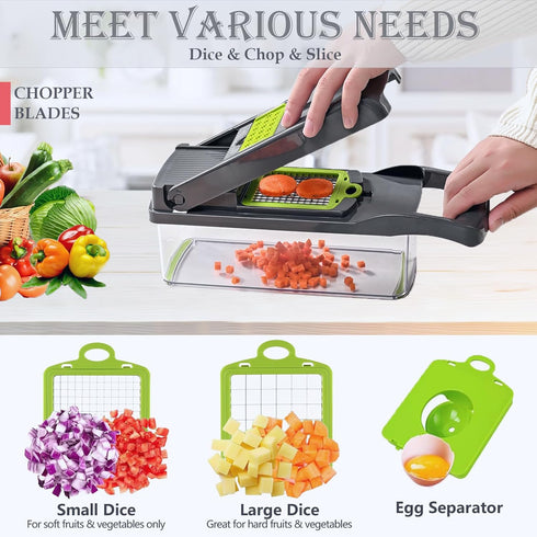 Pro-Series 16-in-1 Vegetable Chopper - Dewpeton Mandoline Slicer, Food Chopper with Container, Kitchen Essential