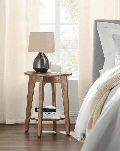 2-Tier ULET283T41 VASAGLE MAEZO Collection - Side Table, Small Round End Table, Nightstand with Tapered Legs, Curved
