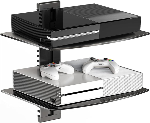 Suptek Glass Floating Shelves, TV Wall Mount with Shelf for DVD Player