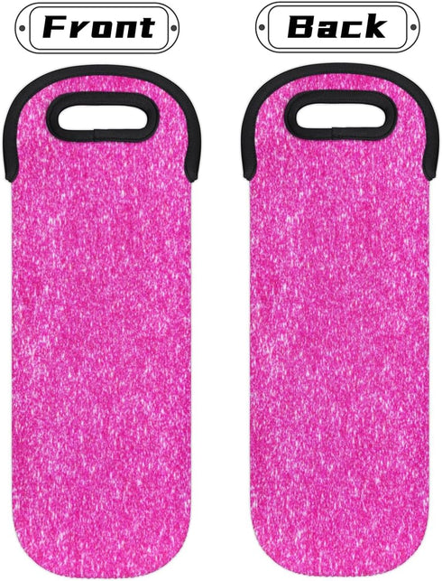 Pink Insulated Wine Carrier Tote - 1 Bottle Wine Cooler Bag with Handles for Travel