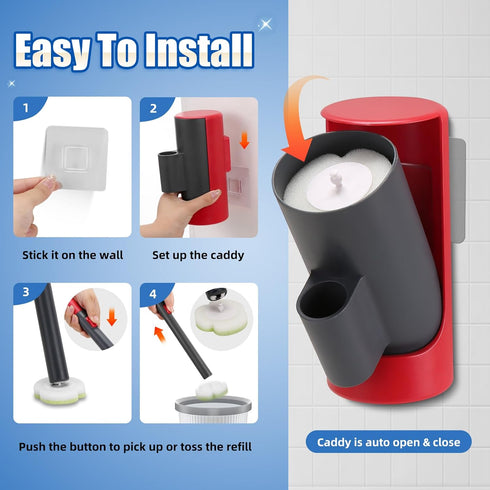 30 Disposable Toilet Brush Kit with Refills, No-Touch Toilet Wand Cleaning System, Wall Mounted Toilet Bowl Cleaner