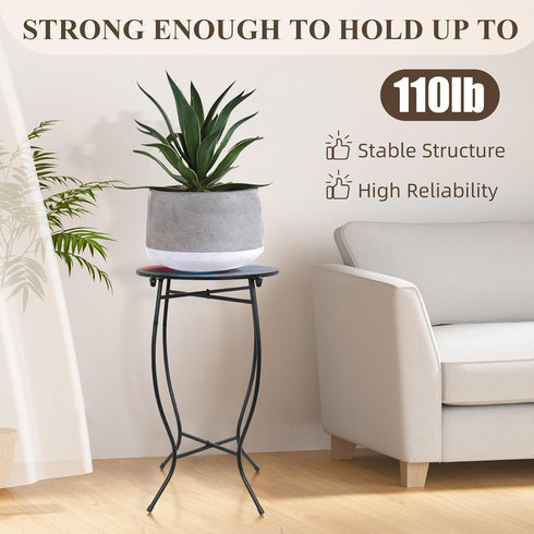 Weogot 21 Inch Small Outdoor Table, Heigh Weather Resistant Metal Round Outdoor Indoor End Table Side Table for Patio