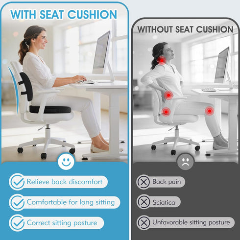 CushZone Ergonomic Seat Cushion & Lumbar Support Pillow - Memory Foam for Sciatica Pain Relief & Posture Correction