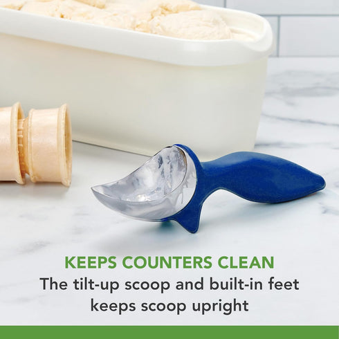 Tovolo Ice Cream Scoop Stratus Blue Dishwasher Safe Heavy Duty Ice Cream Scooper with Elevated Tilt Up Design, Heat