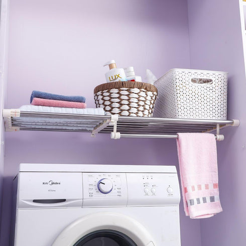 Closet Hershii Tension Shelf Expandable Telescopic Rod Heavy Duty Clothes Hanging Rail Adjustable DIY Storage Organizer