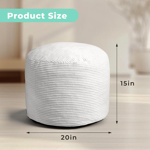 20"x 15" Dual-Size Corduroy Ottoman with Hidden Zipper Ergonomic Memory Foam Footrest Poufs for Office Desks, Couches