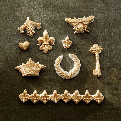 2PCS Silicone Fondant Cake Decorating Mold for Chocolate, Baking, Sugar Craft, Soap, Cupcake - Bee Crown Key Mirror