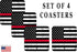 Rogue River Tactical Thin Red Line USA Flag Tattered Drink Coaster Set of 4, Gift for Firefighter Fire Department Home