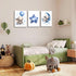 HNNXAR Set 3 16x24 Elephant Nursery Wall Decor,Blue Moon And Stars Picture Painting,Baby Girl Room Decor,Nursery Canvas