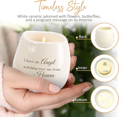 Pavilion Light Your Way Memorial Ceramic Vessel, 100% Soy Wax Candle, 8 oz, White