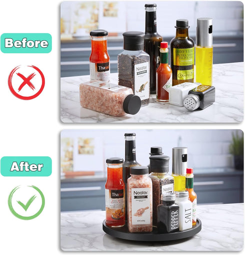 9" Lazy Susan Turntable Organizer for Cabinet, Wooden Lazy Susan for Table Top Dining and Pantry Countertop