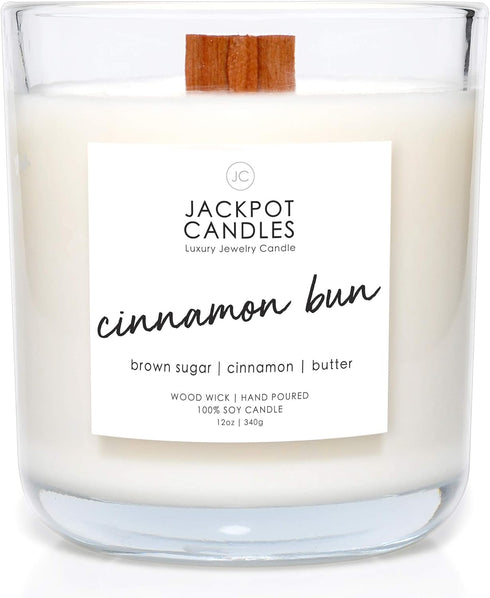 Jackpot Candles Cinnamon Bun Candle with Ring Inside, Surprise Jewelry Valued at $15 to $5,000, Ring Size 7