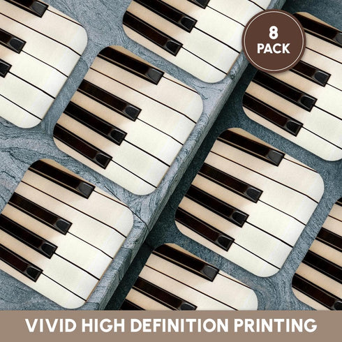 3dRose cst_45224_2 Piano Keys Photography Soft Coasters, Set of 8