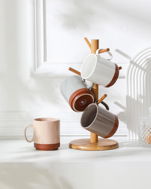 12oz Set 4, MALACASA Ceramic Coffee Mugs of Stackable Coffee Cups with Straight-Sided Design, Mugs for Coffee, Latte