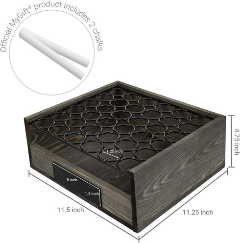 2 MyGift Vintage Gray Wood Egg Tray Holder with Black Metal, Tier Egg Storage Tray with Erasable Chalkboard Label