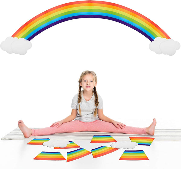 Sumind Jumbo Rainbow Cardboard Cutouts Set - 10 Pcs Colorful Giant Cloud Wall Decal for Girls Birthday Party Decor