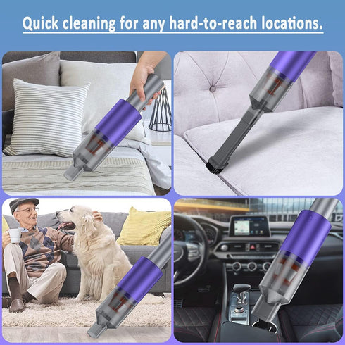 Mini Vacuum Cleaner Cordless, Portable with Two-speeds Adjustable, USB Charging, 120W Brushless Motor, 15KPa Suction