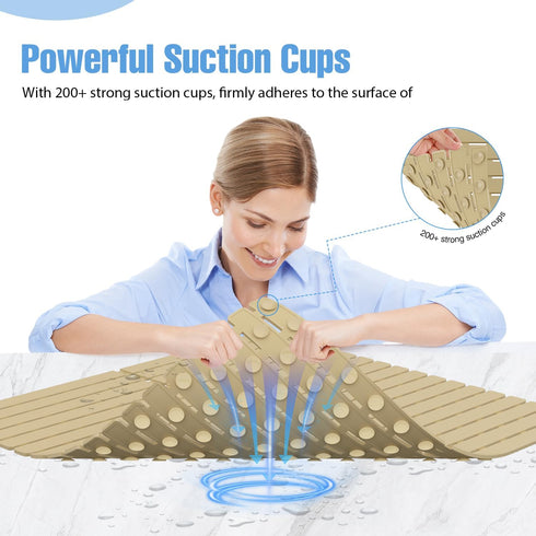 Stall,236 24x24 Inch Shower Mat Non-Slip Bath Mat for Tub and Shower Suction Cups with Drain Holes, Quick Dry Machine