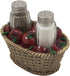 Apple Basket Glass Salt and Pepper Shaker Set with Holder, Country Kitchen Decor